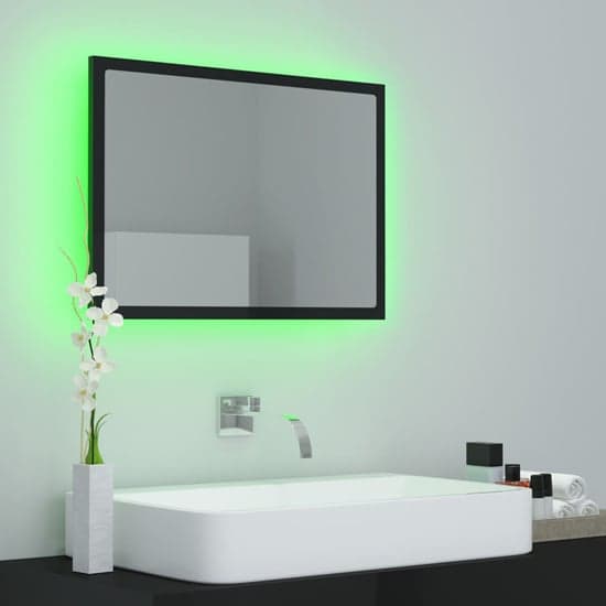 Ormond Gloss Bathroom Mirror In Black With LED Lights_3