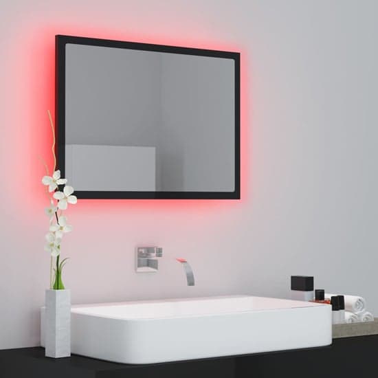 Ormond Gloss Bathroom Mirror In Black With LED Lights_4