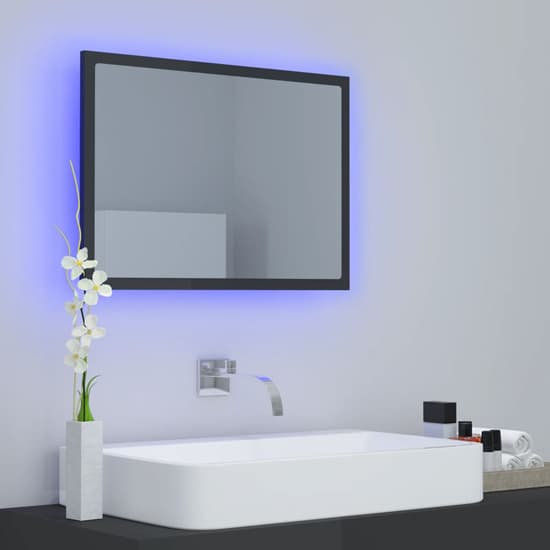 Ormond Gloss Bathroom Mirror In Grey With LED Lights_2