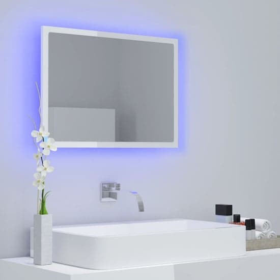 Ormond Gloss Bathroom Mirror In White With LED Lights_2