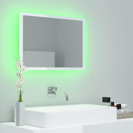 Ormond Gloss Bathroom Mirror In White With LED Lights_3