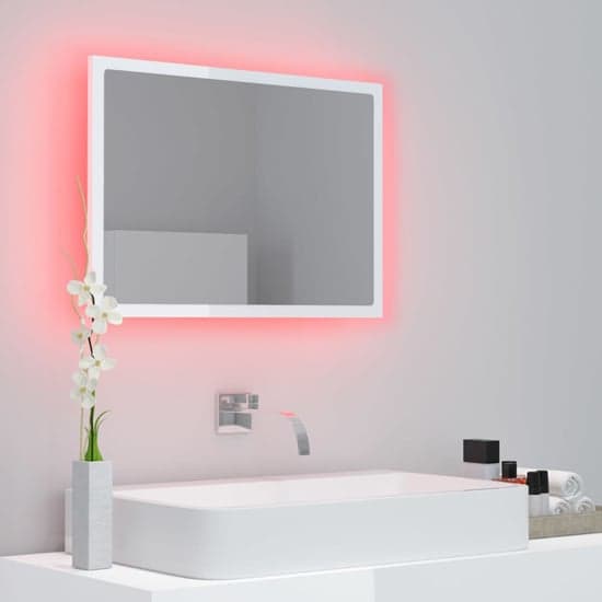 Ormond Gloss Bathroom Mirror In White With LED Lights_4