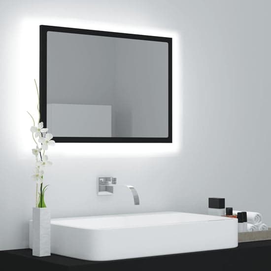 Ormond Wooden Bathroom Mirror In Black With LED Lights_1