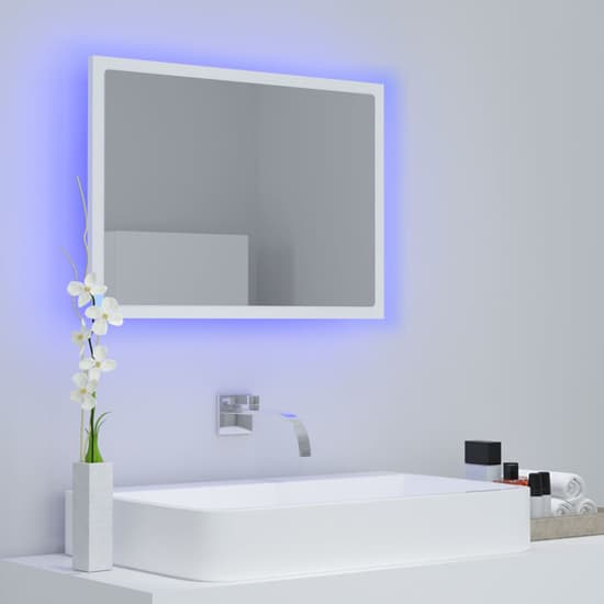 Ormond Wooden Bathroom Mirror In White With LED Lights_2