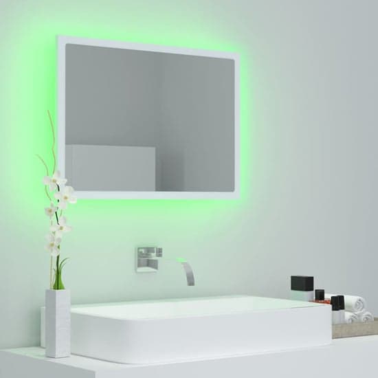 Ormond Wooden Bathroom Mirror In White With LED Lights_3