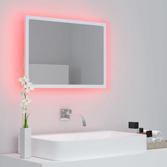 Ormond Wooden Bathroom Mirror In White With LED Lights_4