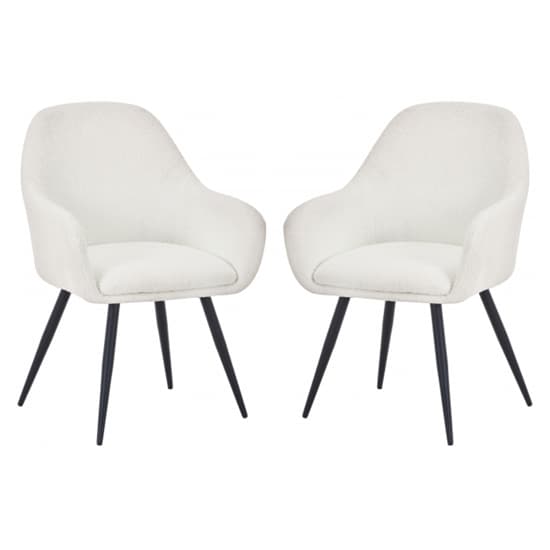 Orno White Boucle Fabric Dining Chairs In Pair_1