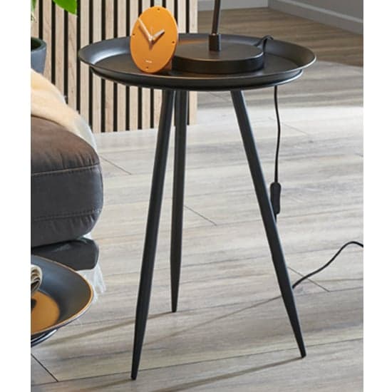 Orono Small Round Metal Side Table In Black_1