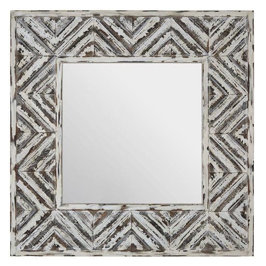 Orphee Square Wall Bedroom Mirror In Distressed White Frame_2