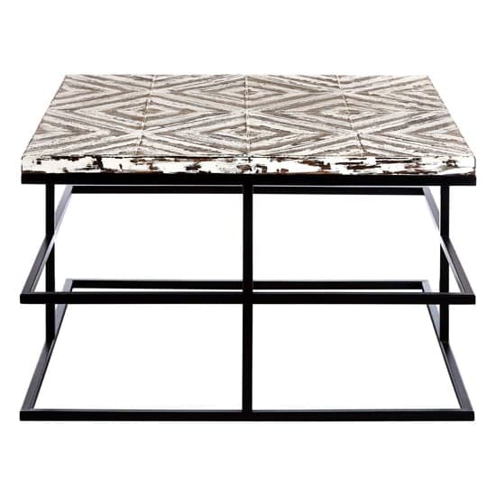 Orphee Square Wooden Coffee Table With Metal Frame In White_2