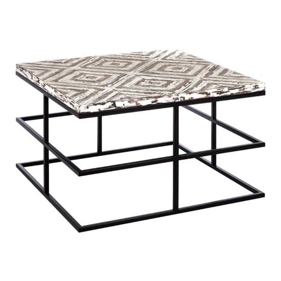 Orphee Square Wooden Coffee Table With Metal Frame In White_1