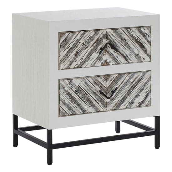 Orphee Wooden Bedside Cabinet With Metal Frame In White_2