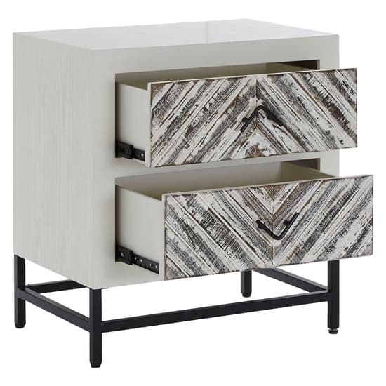 Orphee Wooden Bedside Cabinet With Metal Frame In White_3
