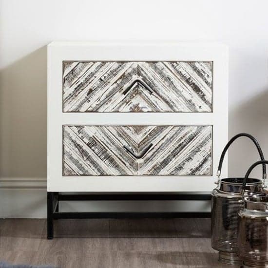 Orphee Wooden Bedside Cabinet With Metal Frame In White_1