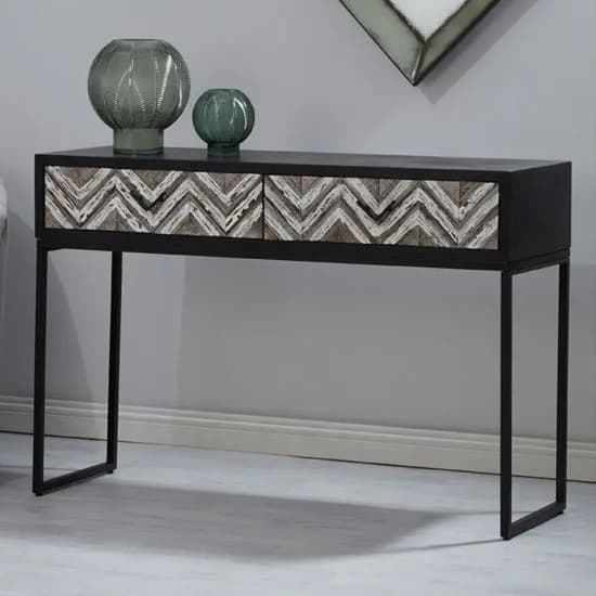 Orphee Wooden Console Table With 2 Drawers In Black_1