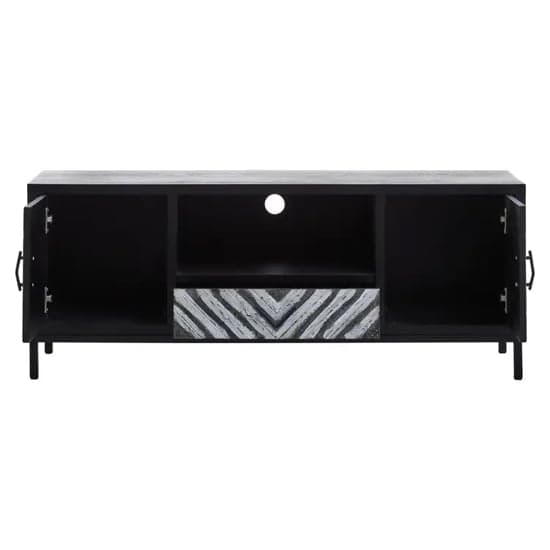 Orphee Wooden TV Stand With 2 Doors 1 Drawer In Black_2