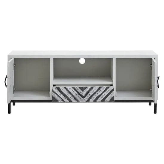 Orphee Wooden TV Stand With 2 Doors 1 Drawer In White_2