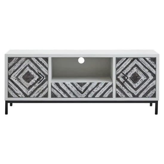 Orphee Wooden TV Stand With 2 Doors 1 Drawer In White_1