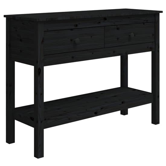 Orsin Pine Wood Console Table With 2 Drawers In Black_3