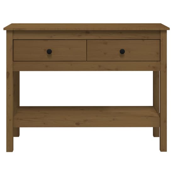 Orsin Pine Wood Console Table With 2 Drawers In Honey Brown_4