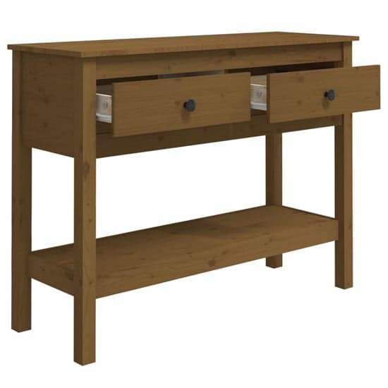Orsin Pine Wood Console Table With 2 Drawers In Honey Brown_5