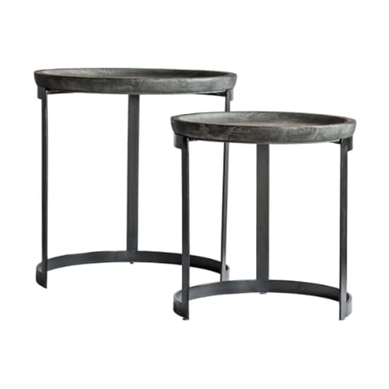 Ortica Round Wooden Nest Of 2 Tables In Grey wash_3