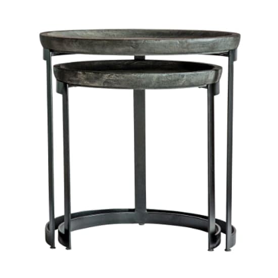 Ortica Round Wooden Nest Of 2 Tables In Grey wash_4
