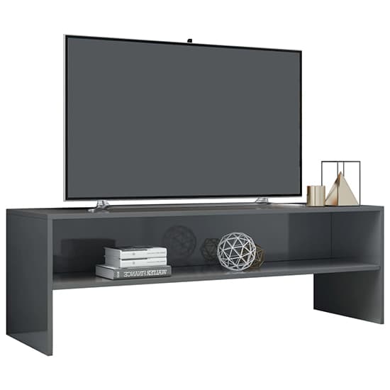 Orya High Gloss TV Stand With Undershelf In Grey_2