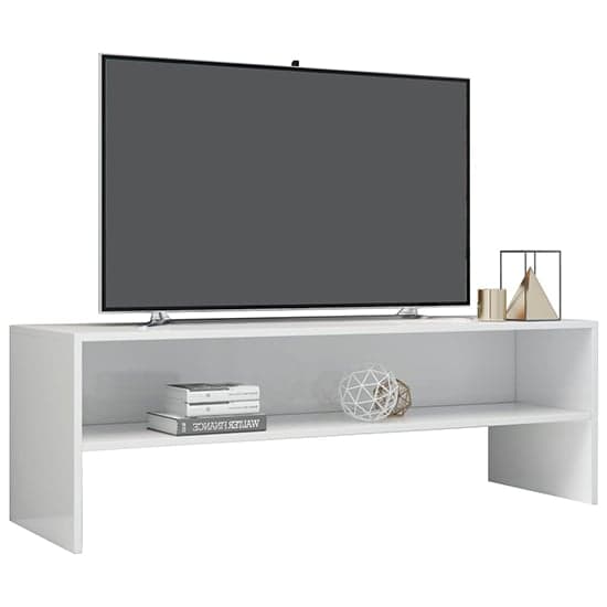 Orya High Gloss TV Stand With Undershelf In White_2
