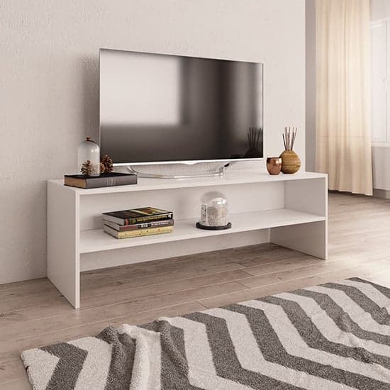 Orya Wooden TV Stand With Undershelf In White_1