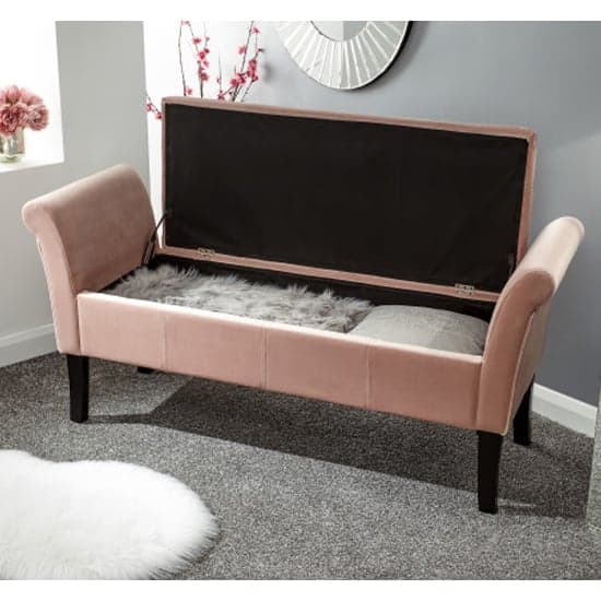 Otterburn Fabric Upholstered Window Seat Bench In Pink_2