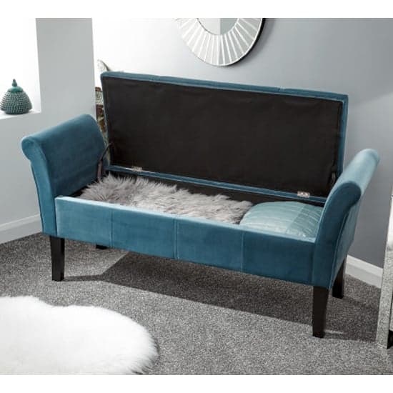 Otterburn Fabric Upholstered Window Seat Bench In Teal_2