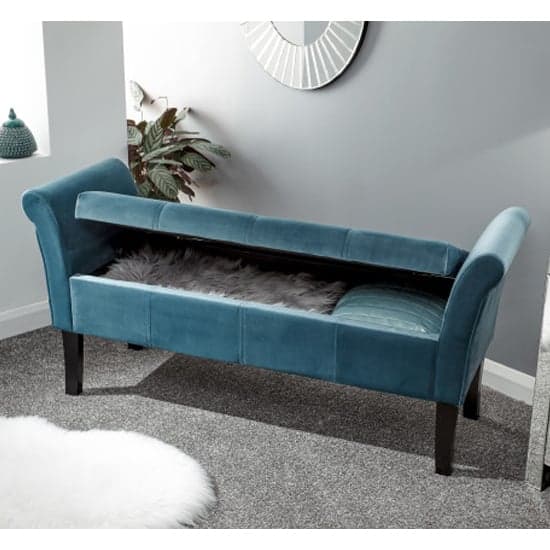 Otterburn Fabric Upholstered Window Seat Bench In Teal_3