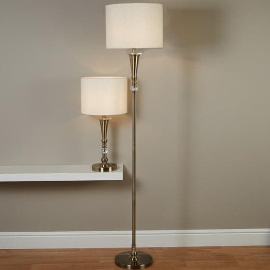 Oscar Linen Shade Floor Lamp With Antique Brass Base_3