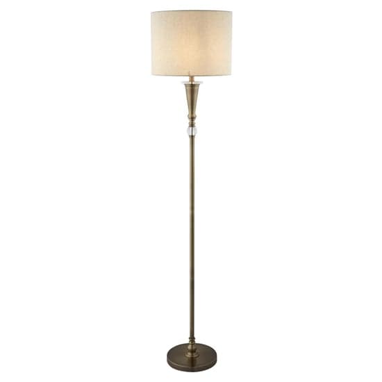 Oscar Linen Shade Floor Lamp With Antique Brass Base_1