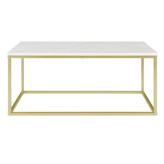 Oslo White Marble Effect Coffee Table With Gold Metal Frame_4