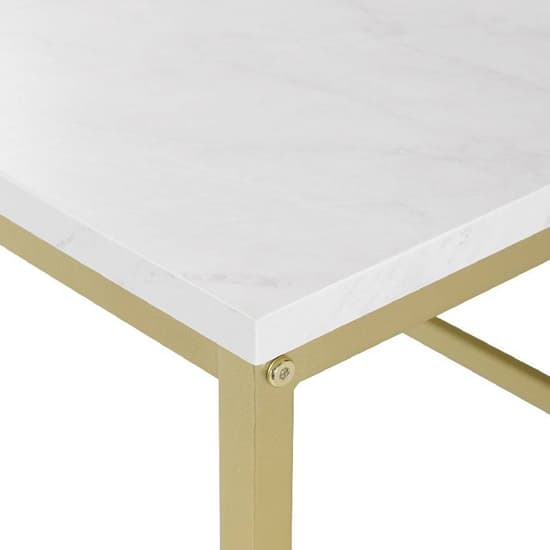 Oslo White Marble Effect Coffee Table With Gold Metal Frame_5