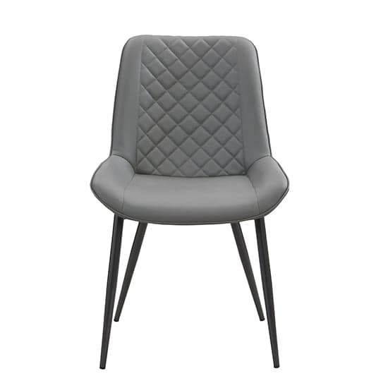 Oston Faux Leather Dining Chair In Grey With Anthracite Legs_2