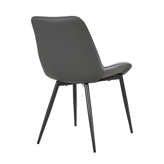 Oston Faux Leather Dining Chair In Grey With Anthracite Legs_5