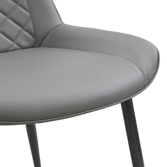 Oston Faux Leather Dining Chair In Grey With Anthracite Legs_7