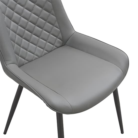 Oston Faux Leather Dining Chair In Grey With Anthracite Legs_8