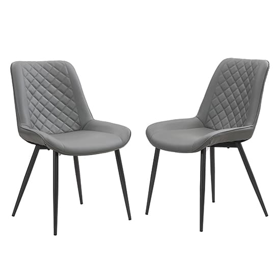 Oston Grey Faux Leather Dining Chairs With Anthracite Legs In Pair_3