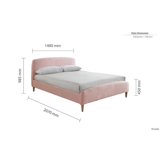 Otley Teddy Bear Fabric Double Bed In Blush Pink_9