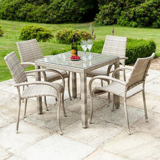 Ottery Outdoor Fiji 810mm Glass Top Dining Table In Pearl_2