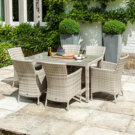 Ottery Outdoor Wave Dining Armchair With Cushion In Pearl_3