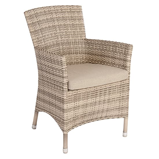 Ottery Outdoor Wave Dining Armchair With Cushion In Pearl