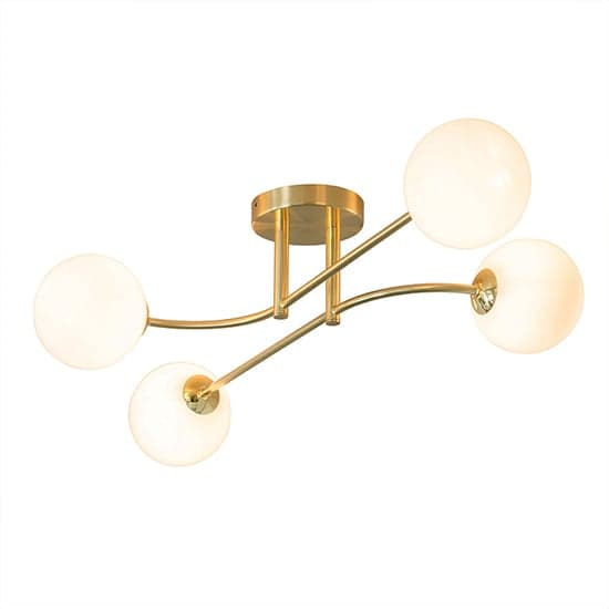 Otto 4 Lights Gloss Glass Shades Ceiling Light In Brushed Brass_2