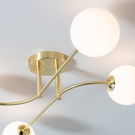 Otto 4 Lights Gloss Glass Shades Ceiling Light In Brushed Brass_3