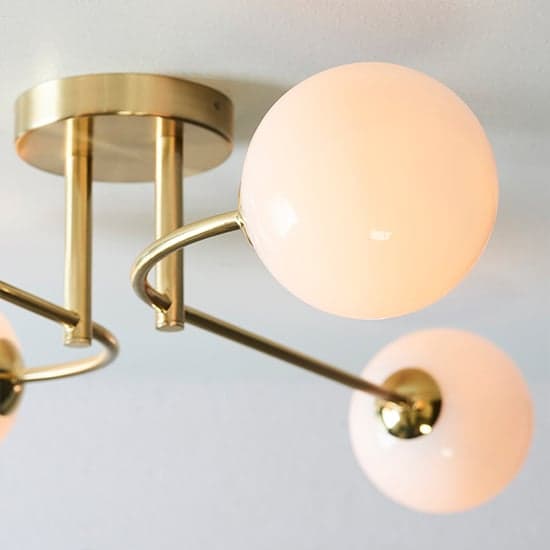Otto 4 Lights Gloss Glass Shades Ceiling Light In Brushed Brass_4