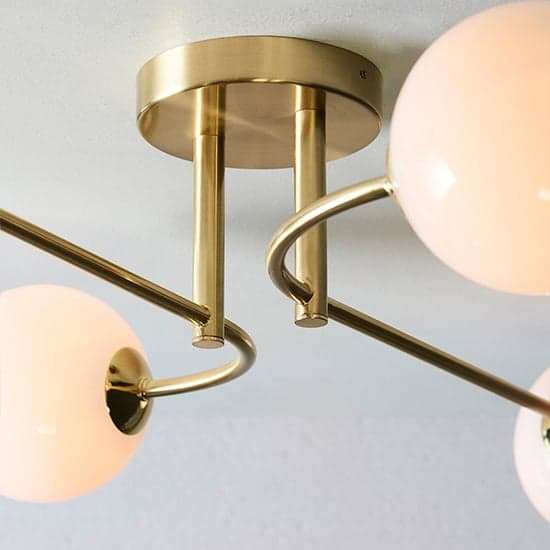 Otto 4 Lights Gloss Glass Shades Ceiling Light In Brushed Brass_5